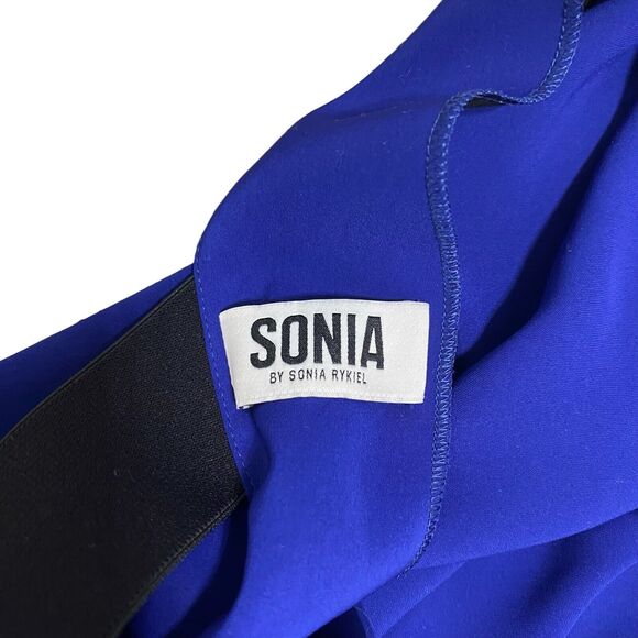 Sonia Rykiel Dress Knee Length M Cobalt Blue Cap Sleeve Open Back Cocktail - Picture 3 of 9